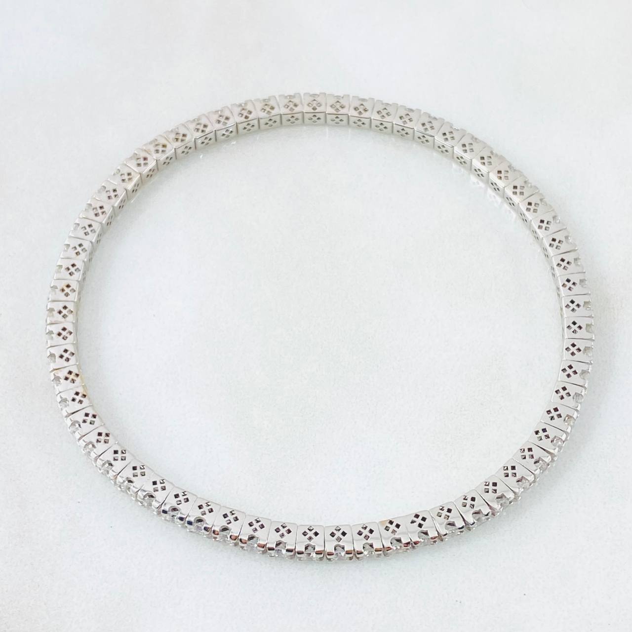 Pulso Tennis Articulado Diamantes 1.90 Qts 8.3gr / 18cm / Oro Blanco 18K ©