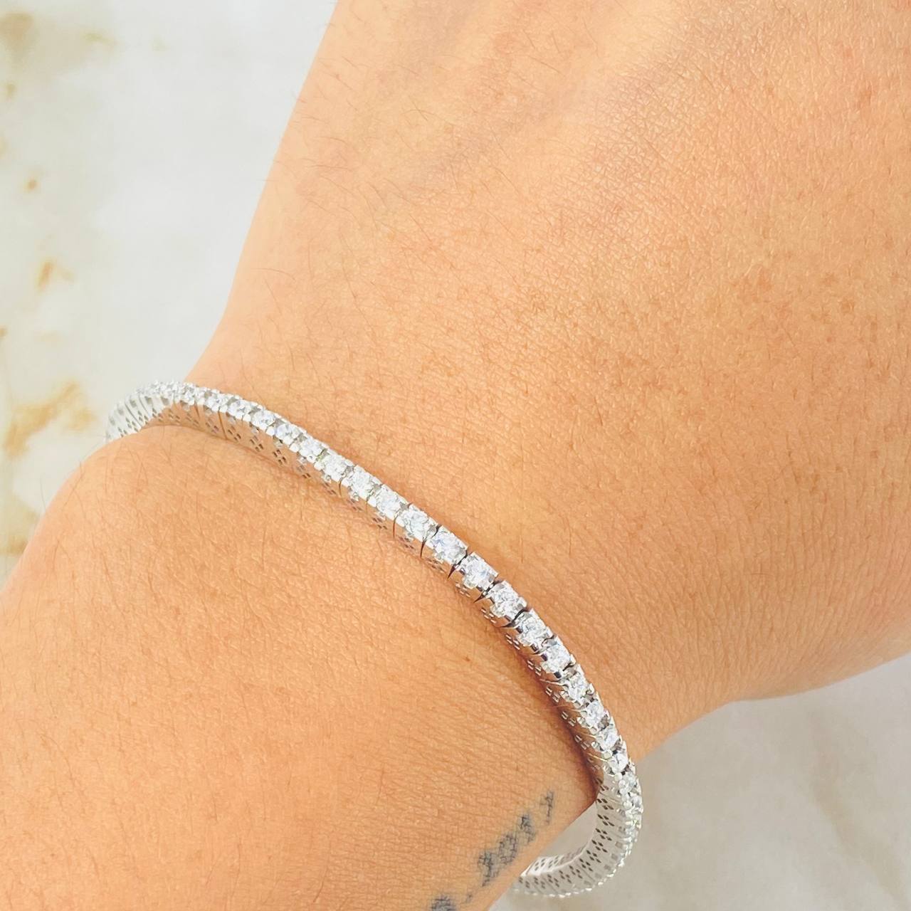 Pulso Tennis Articulado Diamantes 1.90 Qts 8.3gr / 18cm / Oro Blanco 18K ©
