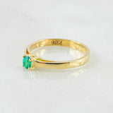 Anillo Solitario Puente Hueco Esmeralda 18pts 2.45gr / T6 3/4 / Oro Amarillo 18K ©