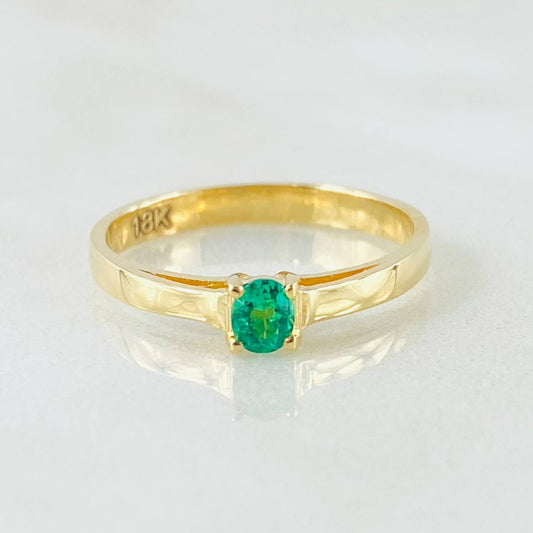 Anillo Solitario Puente Hueco Esmeralda 18pts 2.45gr / T6 3/4 / Oro Amarillo 18K ©