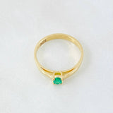 Anillo Solitario Puente Hueco Esmeralda 18pts 2.45gr / T6 3/4 / Oro Amarillo 18K ©