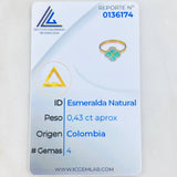 Anillo Flor Trebol Punteado Esmeraldas 43pts 3.35gr / T6 3/4 / Oro Amarillo 18K ©