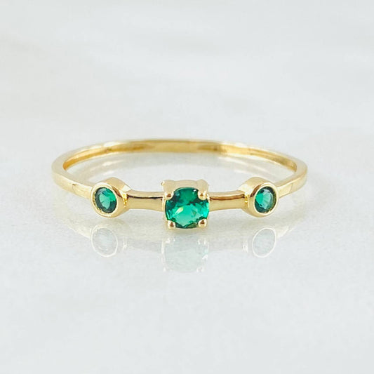 Anillo Solitario Dos Ojos 0.85gr / T7 1/4 / Oro Amarillo 18K ©