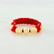 Anillo Tejido Rojo Bolas Diamantados 0.6 g / T8 Oro Amarillo 18K (A.C)