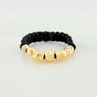 Anillo Tejido Negro Bolas Diamantados 0.6 g / T8 Oro Amarillo 18K