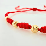 Pulsera Tejida Roja Bolas Diamantadas 4Mm Oro Amarillo  6 und  18K (A.C)