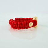 Anillo Tejido Rojo Herraje Virgen Milagrosa 0.6 g / T4 Oro Amarillo 18K