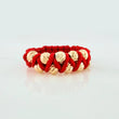 Anillo Tejido Rojo Bolas Diamantados 0.6 g / T8 Oro Amarillo 18K