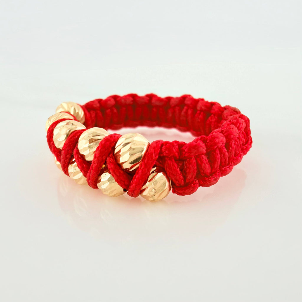 Anillo Tejido Rojo Bolas Diamantados Oro Amarillo 18K Unisex anillo-tejido-rojo-bolas-diamantados-oro-amarillo-18k-unisex