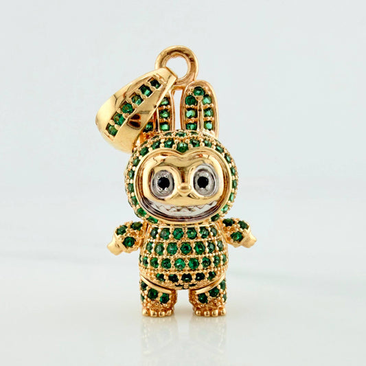 Dije Conejo Sonriente 6 g / 3.5 cm Dos Oros Amarillo Blanco 18K