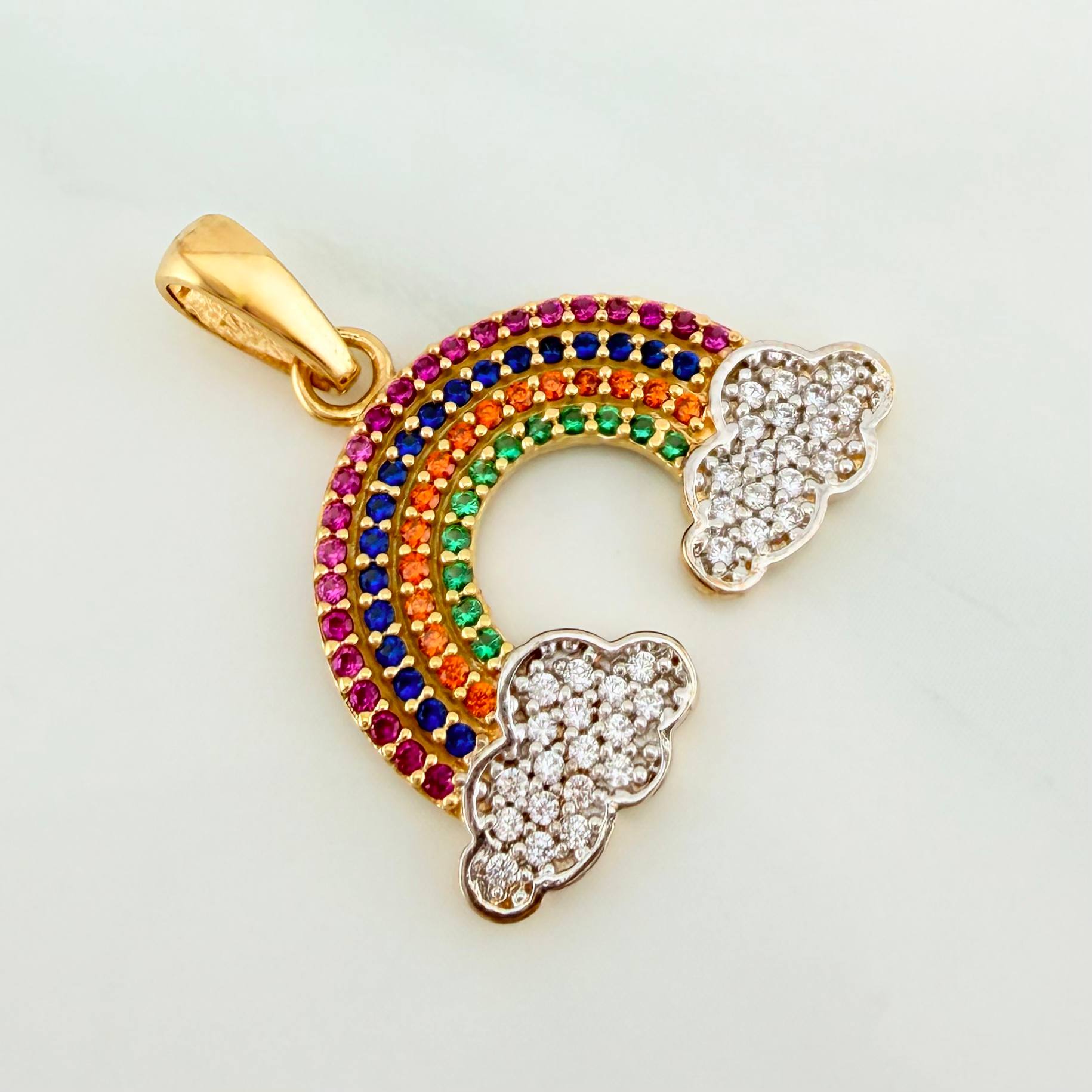 Dije Arcoiris 2.45 g / 2.3 cm Dos Oros Amarillo Blanco 18K