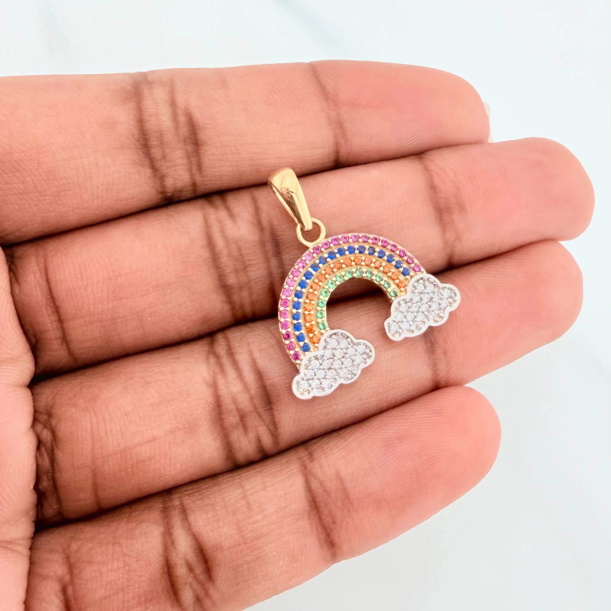 Dije Arcoiris 2.45 g / 2.3 cm Dos Oros Amarillo Blanco 18K