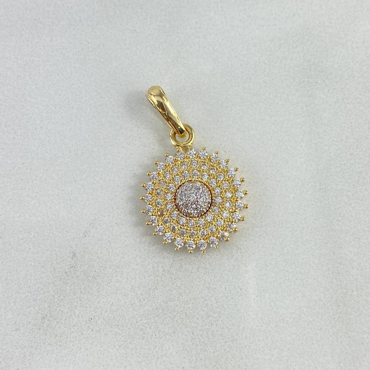 Dije Cupula Real 2.15gr / 2.1cm / Circones Blancos Oro Amarillo ©