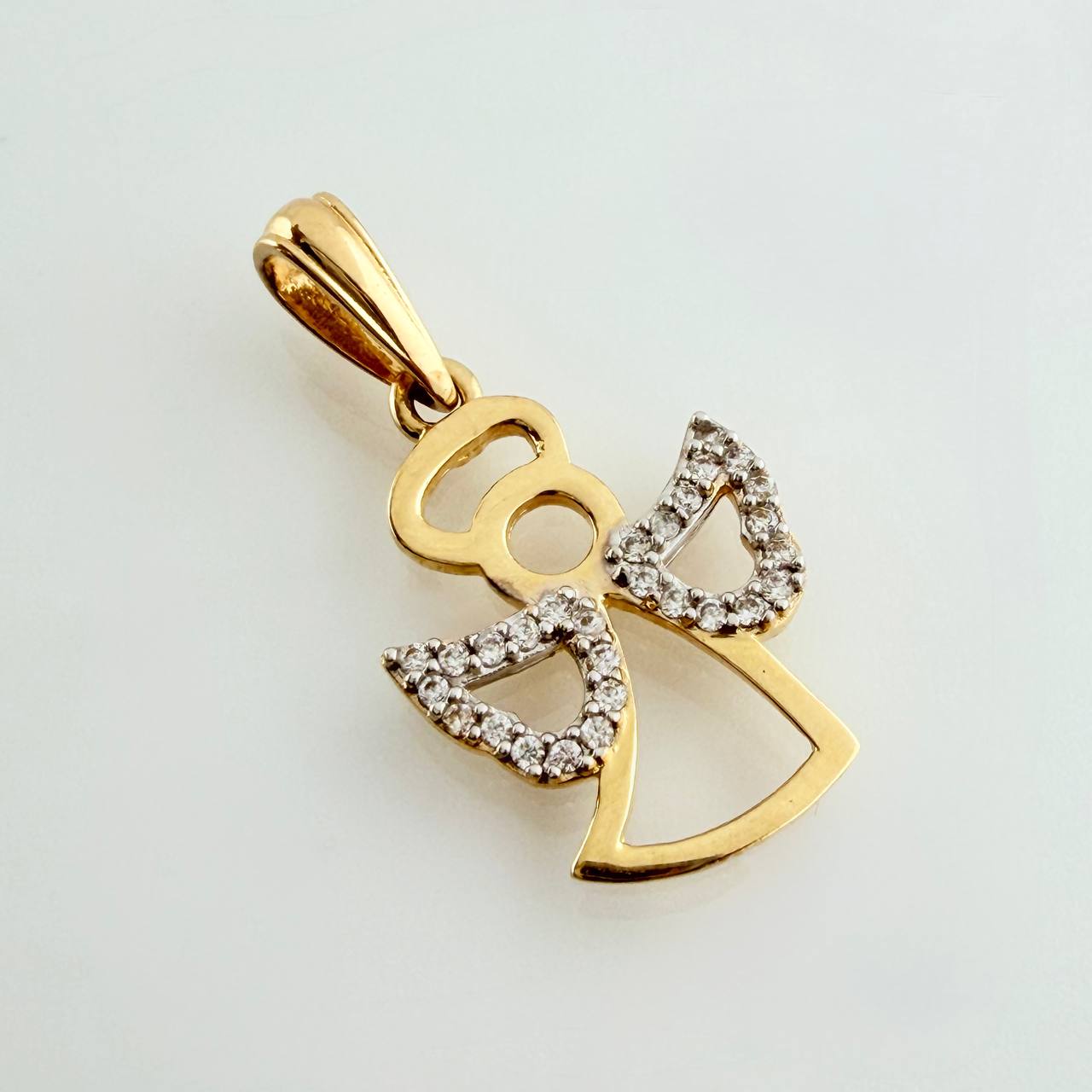 Dije Angel 1.65gr / 2.5cm / Dos Oros Amarillo Blanco 18K %