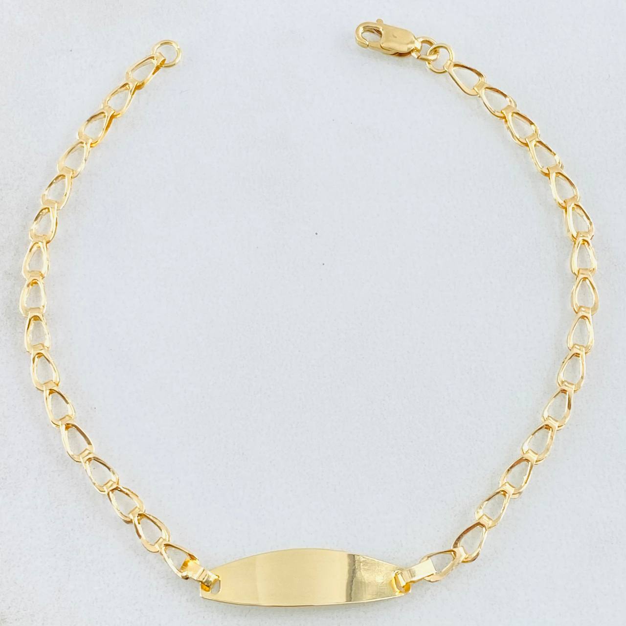 Pulso Bebé Espiga Rectangular Ovalado 1.2gr / 14.5cm / Oro Amarillo 18K *