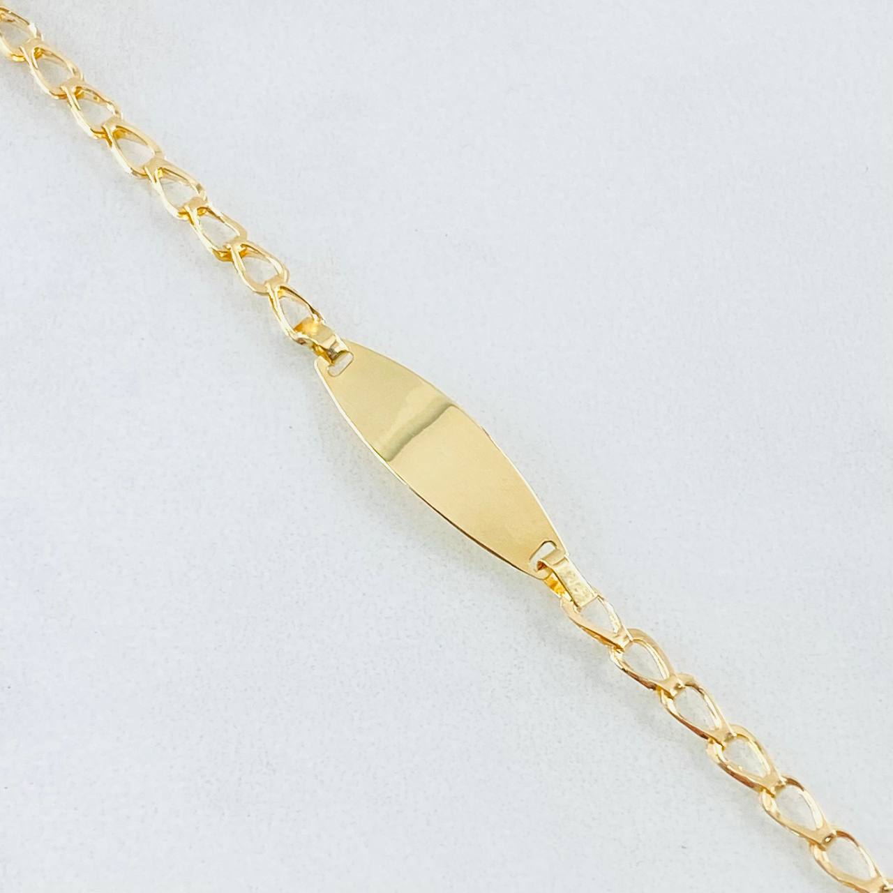 Pulso Bebé Espiga Rectangular Ovalado 1.2gr / 14.5cm / Oro Amarillo 18K *