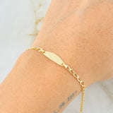 Pulso Bebé Espiga Rectangular Ovalado 1.2gr / 14.5cm / Oro Amarillo 18K *
