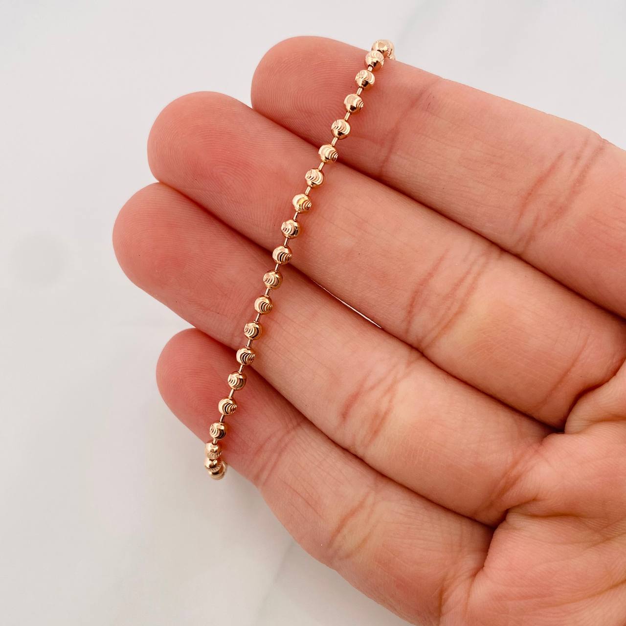 Tobillera Militar Media Luna 4.5g / 25cm / 2mm Oro Rosa 18K