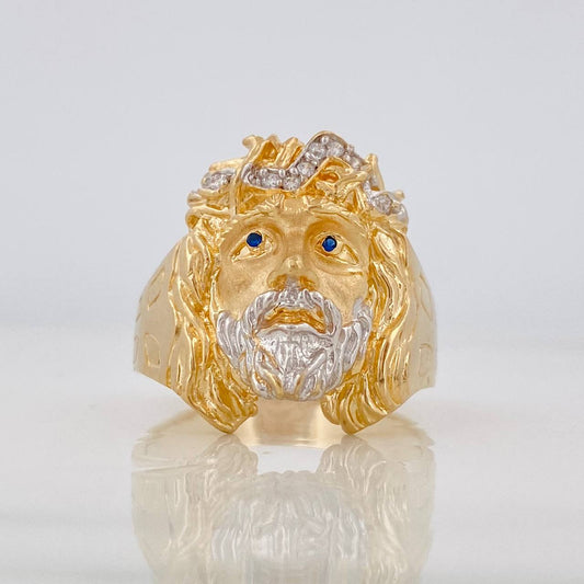 Anillo Rostro Cristo 8.65g / T10 1/2 Dos Oros Amarillo Blanco 18K
