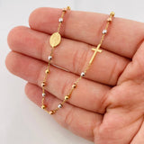 Cadena Denario Virgen Milagrosa Cruz 3.65g / 45cm / 2.5mm Tres Oros 18K