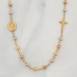 Cadena Denario Virgen Milagrosa Cruz 3.65g / 45cm / 2.5mm Tres Oros 18K