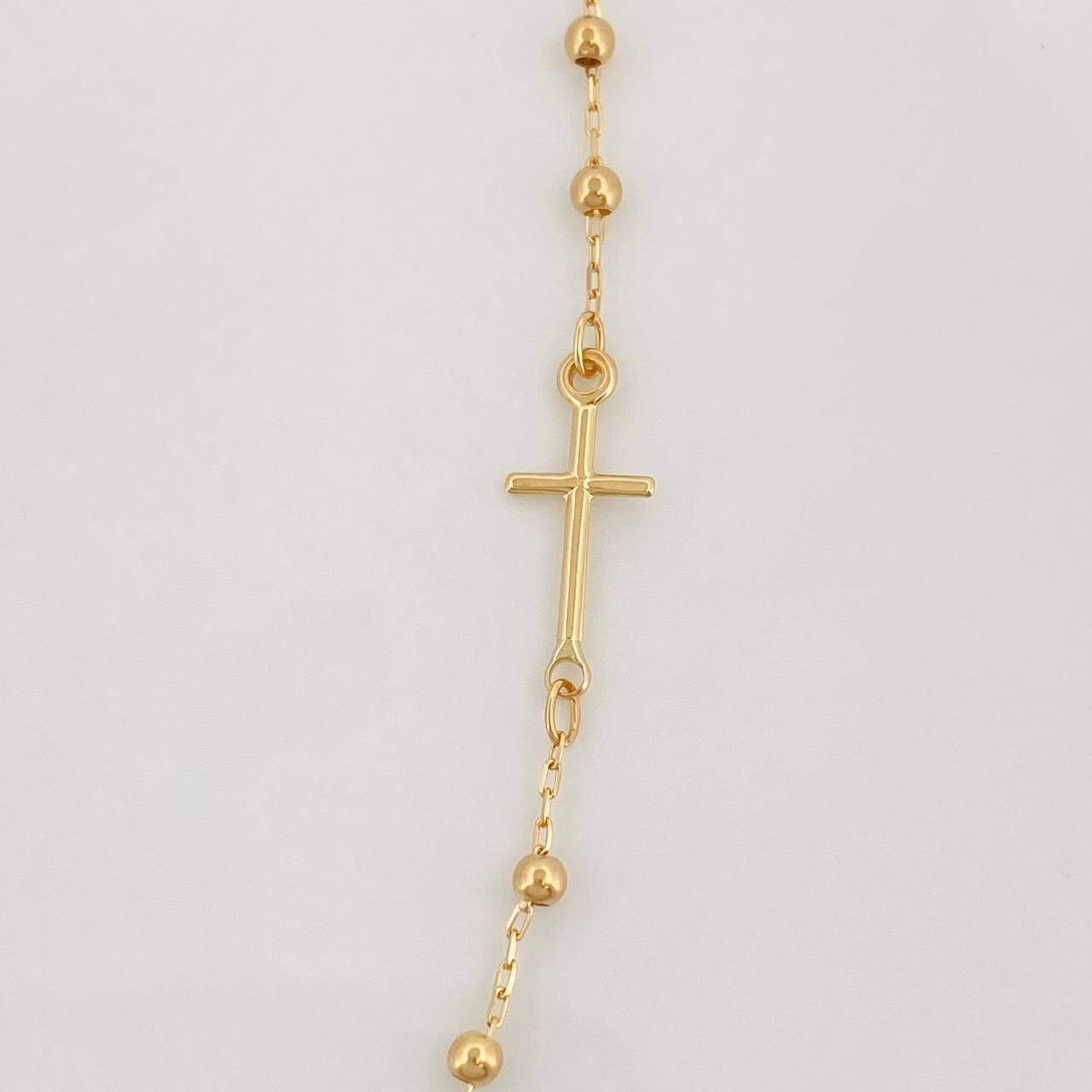 Cadena Denario Virgen Milagrosa Cruz 2.7g / 45cm / 2.2mm Oro Amarillo 18K