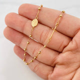 Cadena Denario Virgen Milagrosa Cruz 2.7g / 45cm / 2.2mm Oro Amarillo 18K