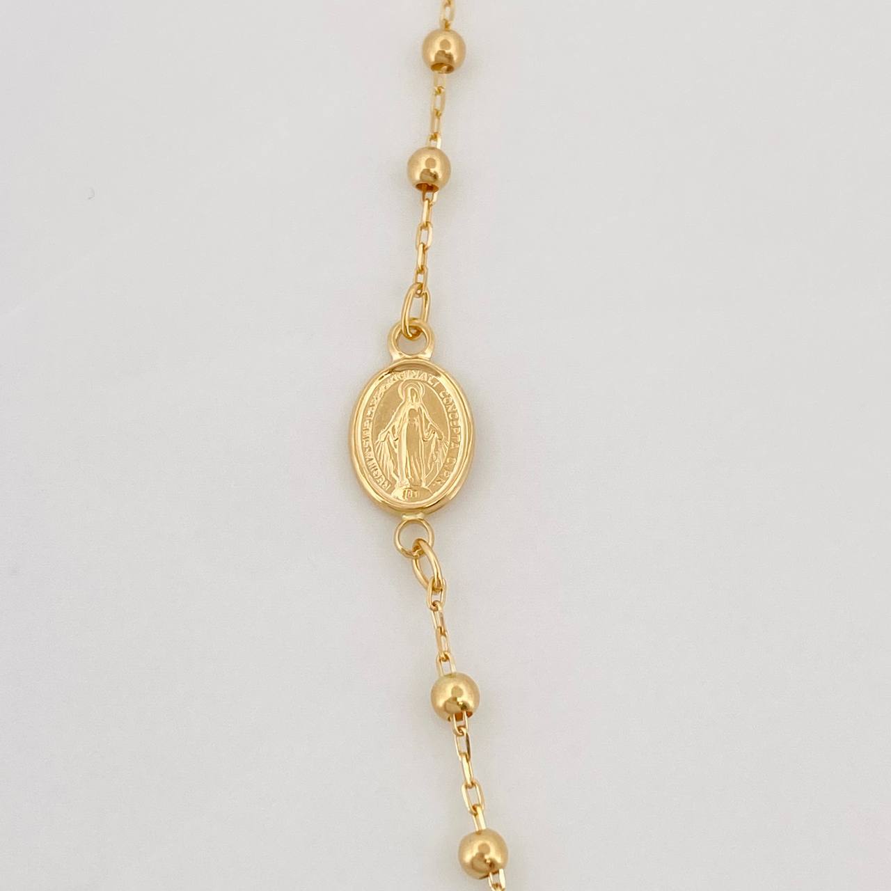Cadena Denario Virgen Milagrosa Cruz 2.7g / 45cm / 2.5mm Oro Amarillo 18K