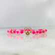Pulsera Fucsia Raton Castillo Corazonado 0.95gr / 4mm-3mm Bolas Lisas 4 und Circones Blancos Oro Amarillo *
