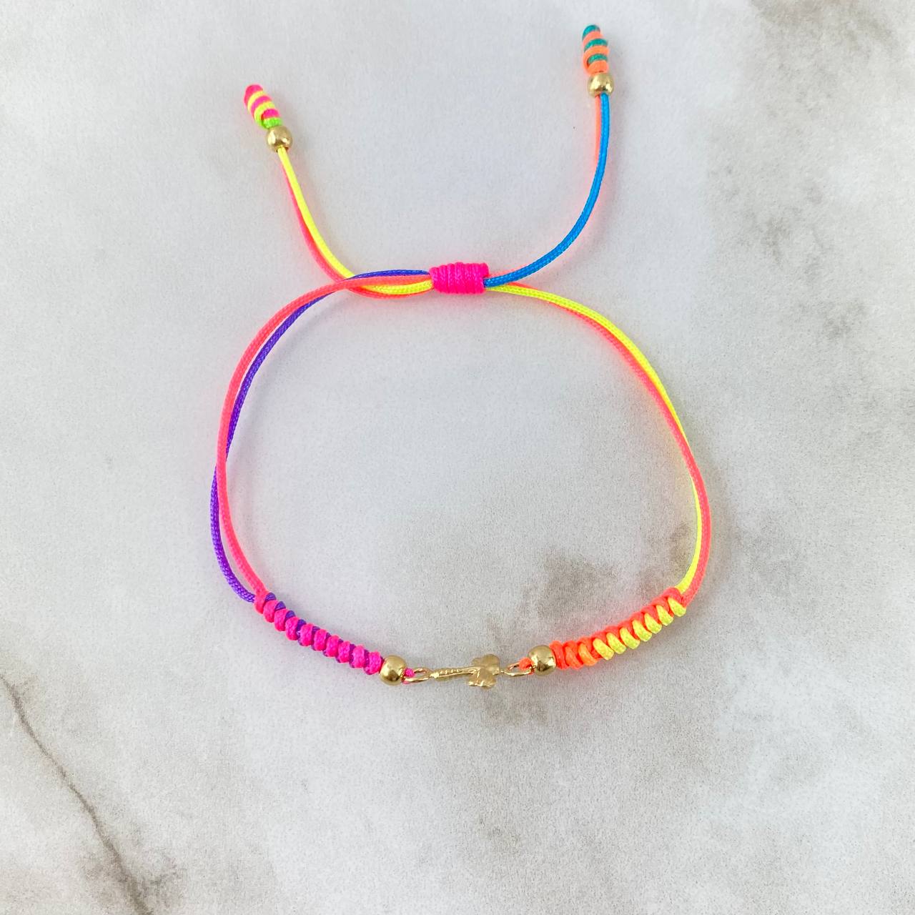 Pulsera Multicolor Libelula 0.45gr / 3mm Bolas Lisas 4 und Oro Amarillo *