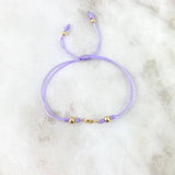 Pulsera Violeta Corazon Bordeado 0.5gr / 4mm-3mm Bolas Lisas 4 und Oro Amarillo *