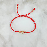 Pulsera Roja Corazon Silueta Sencillo 0.55gr / 4mm-3mm Bolas Lisas 4 und Oro Amarillo *