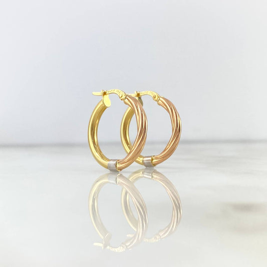 Candongas Fanny 2.85gr / 2.2cm / Lisas Entorchadas Tres Oros 18K ©