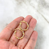 Candongas Aro 2.05gr / 2cm / 3mm Bolas Diamantadas Tres Oros 18K