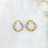 Candongas Aro 2.15gr / 2cm / 3mm Bolas Diamantadas Tres Oros 18K