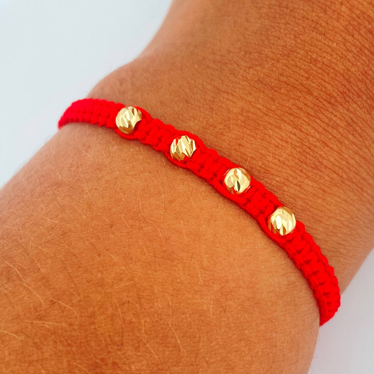 Pulsera Tejida Roja 0.5gr / Oro Amarillo 18K &