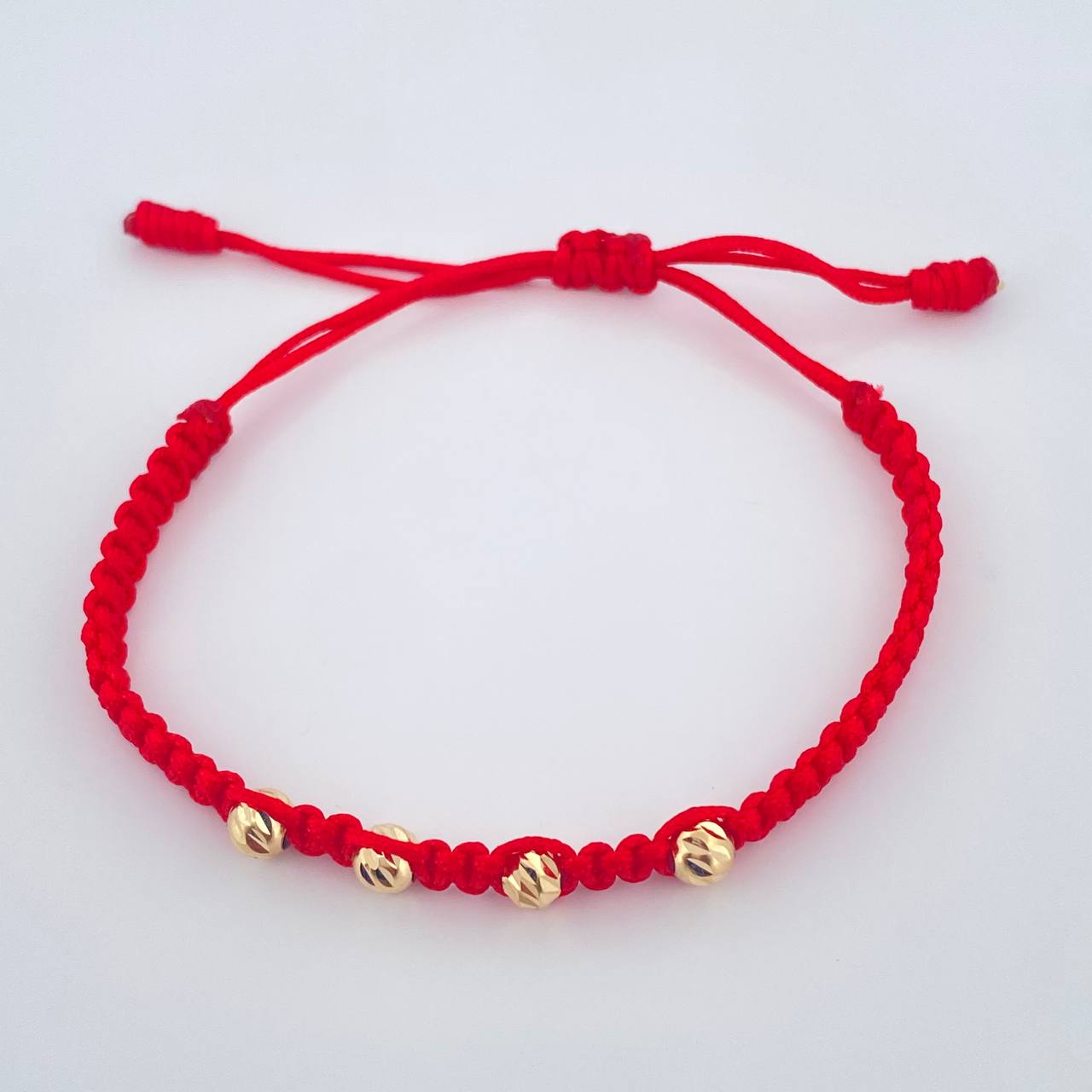 Pulsera Tejida Roja 0.5gr / Oro Amarillo 18K &
