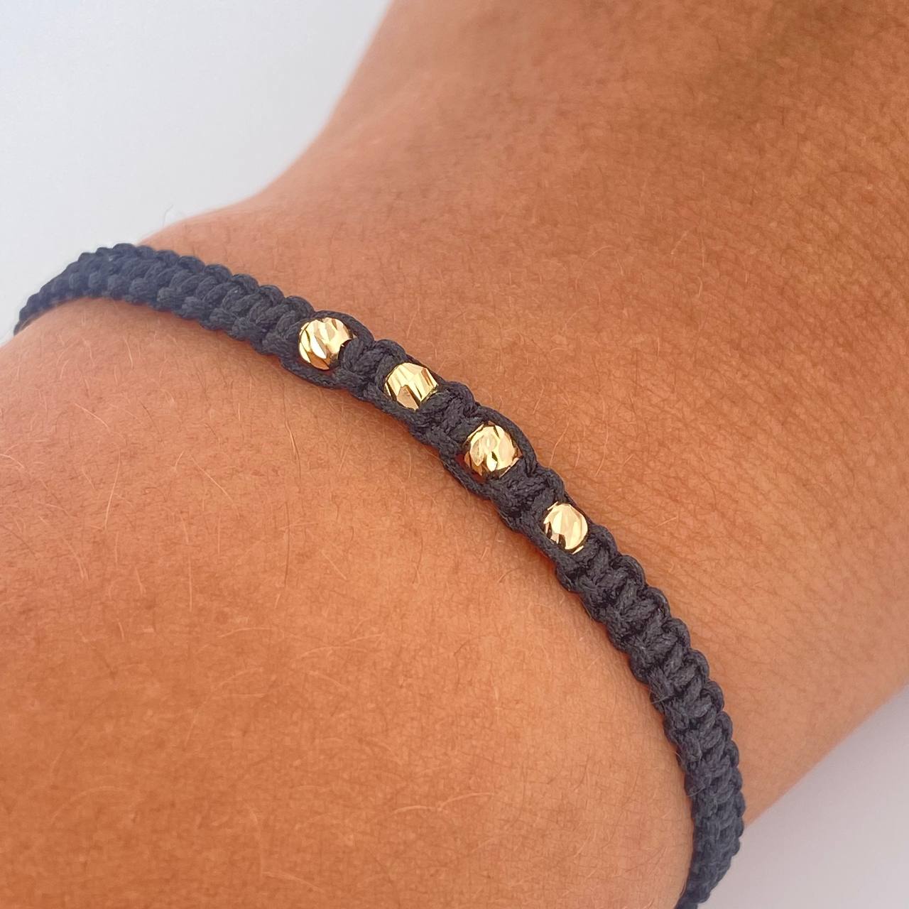Pulsera Tejida Negra 0.2gr / Oro Amarillo 18K &