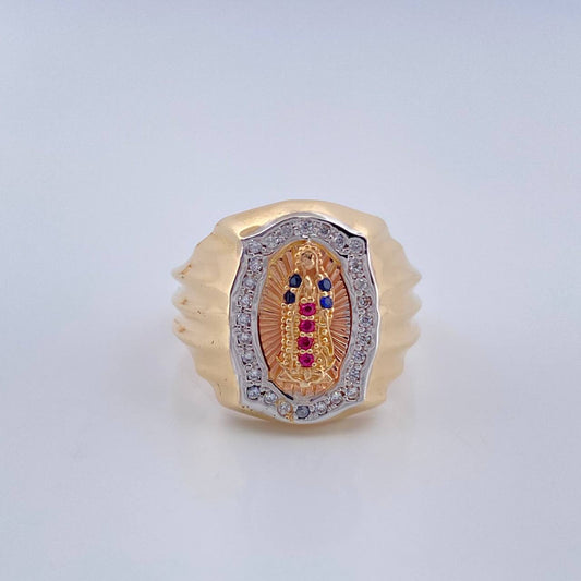 Anillo Virgen De Guadalupe 6.2gr / T7 1/4 / Tres Oros 18K $