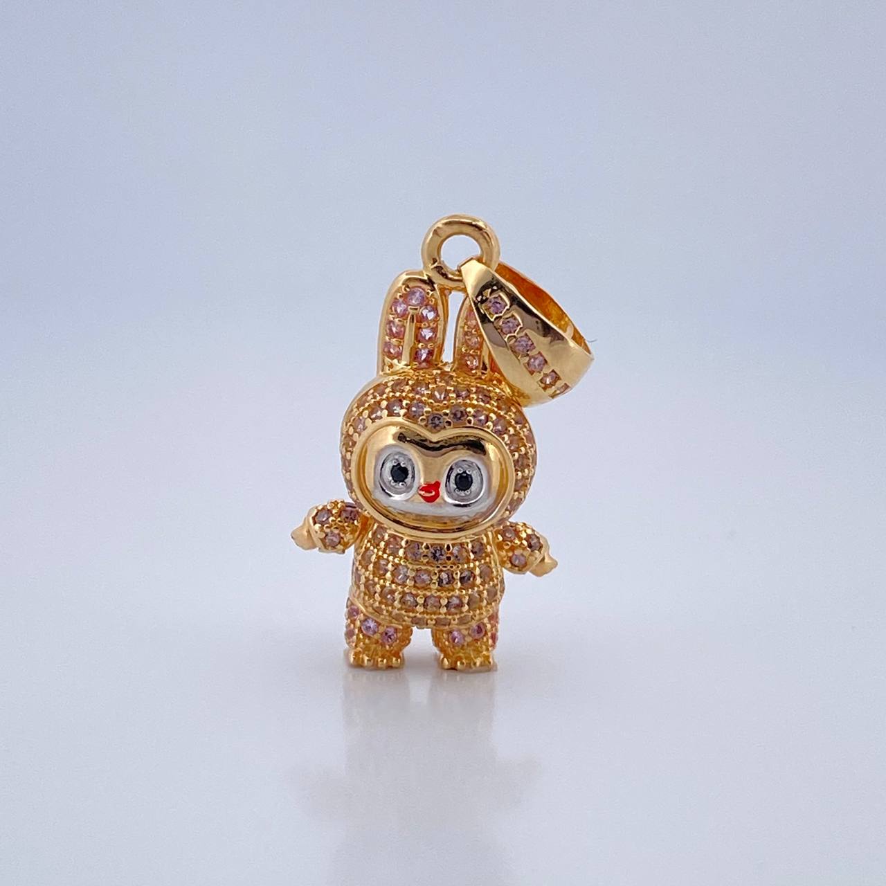 Dije Conejo Sonriente 6.05gr / 3.5cm-Dos Oros Amarillo Blanco 18K $