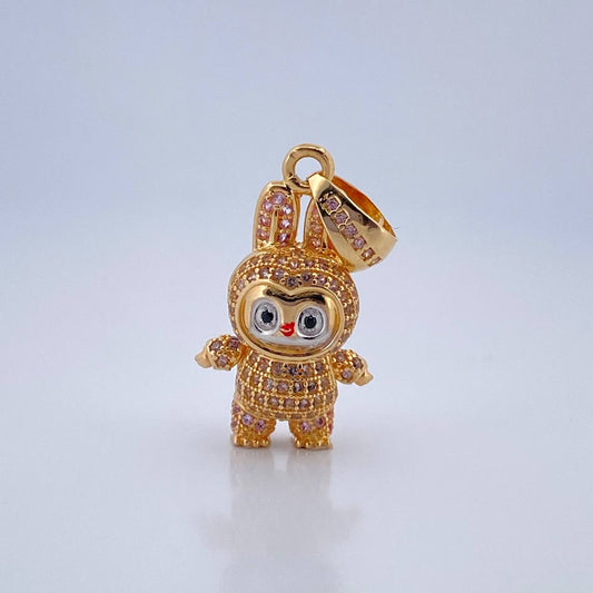 Dije Conejo Sonriente 6.05gr / 3.5cm-Dos Oros Amarillo Blanco 18K $