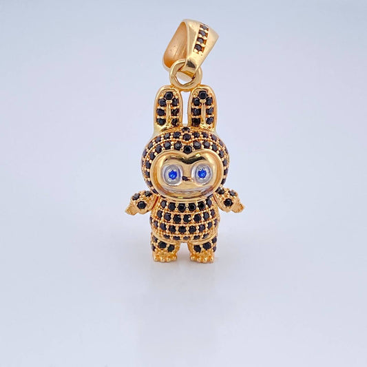 Dije Conejo Sonriente 5.95gr / 3.4cm-Dos Oros Amarillo Blanco 18K $