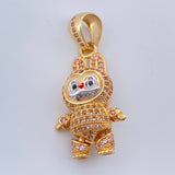 Dije Conejo Sonriente 6.05gr / 3.5cm-Dos Oros Amarillo Blanco 18K $
