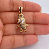 Dije Conejo Sonriente 5.95gr / 3.4cm-Dos Oros Amarillo Blanco 18K $