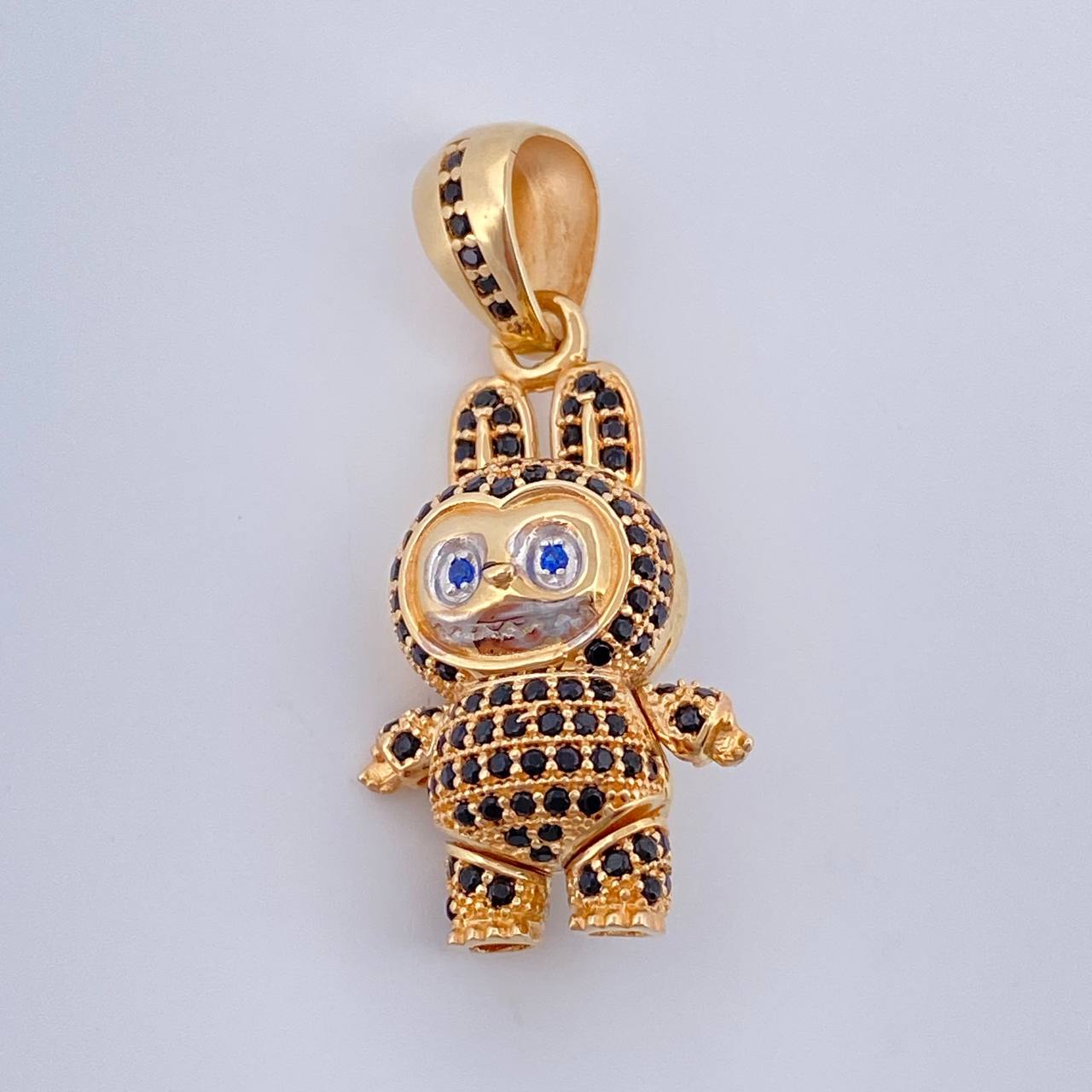 Dije Conejo Sonriente 5.95gr / 3.4cm-Dos Oros Amarillo Blanco 18K $