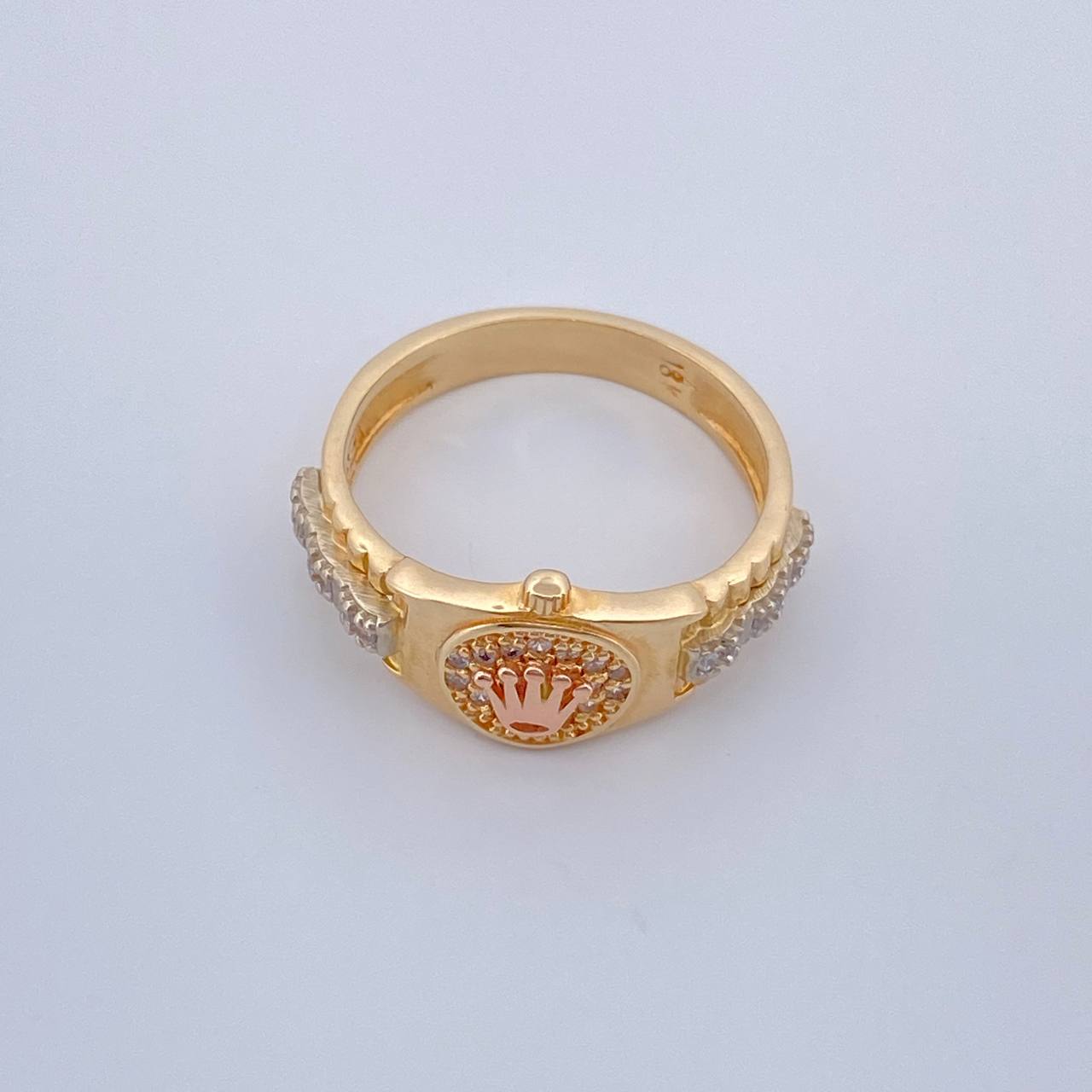 Anillo Corona RX 4.45gr / T7 1/2 / Tres Oros 18K $