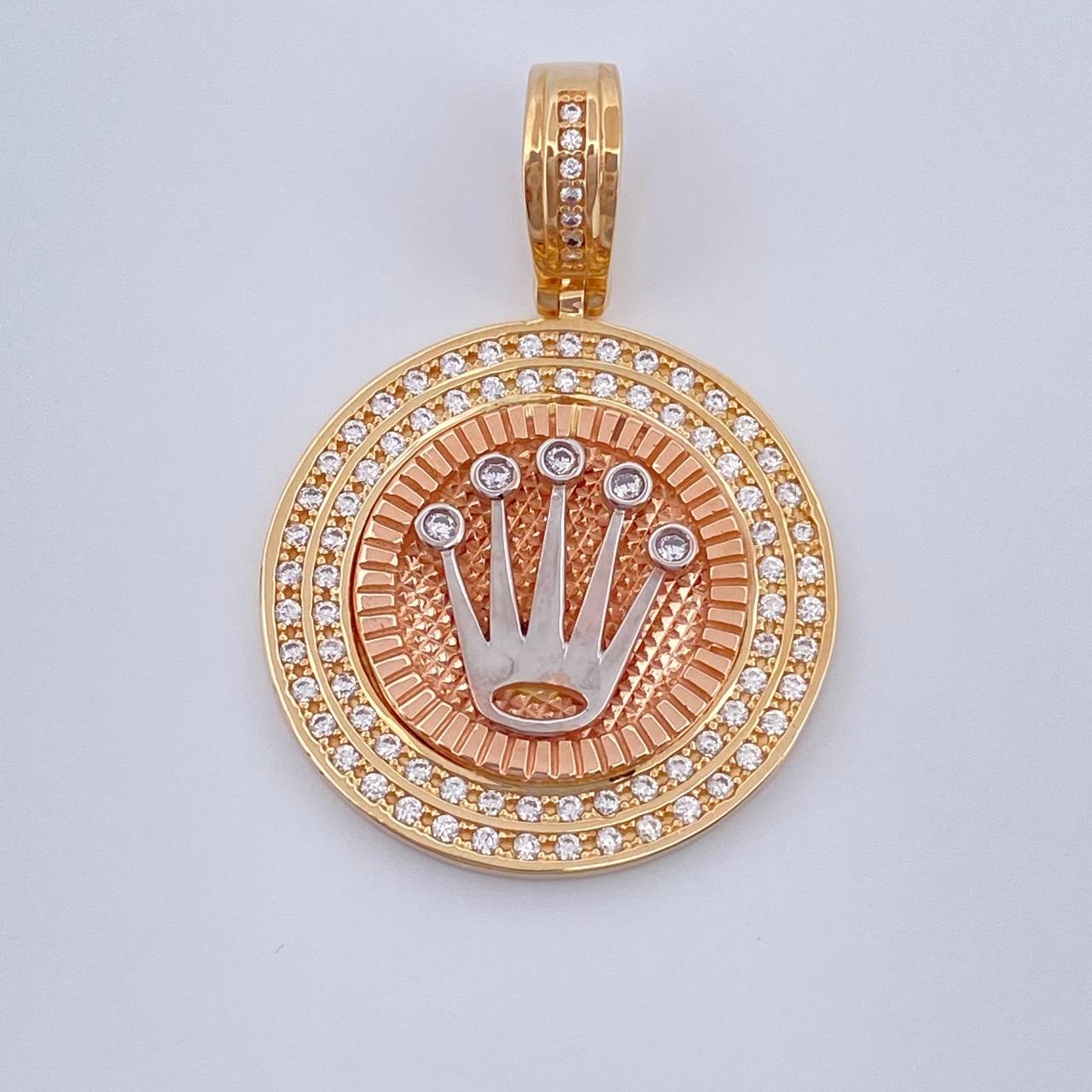 Dije Corona RX 8.35gr / 3.8cm-Tres Oros Rosa 18K $