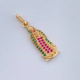 Dije Virgen Guadalupe 1.85gr / 2.7cm / Circones Fucsia Verdes Oro Amarillo $
