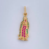 Dije Virgen Guadalupe 1.85gr / 2.7cm / Circones Fucsia Verdes Oro Amarillo $
