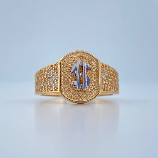 Anillo Signo Peso 5.8gr / T10 1/4 / Dos Oros Amarillo Blanco 18K $